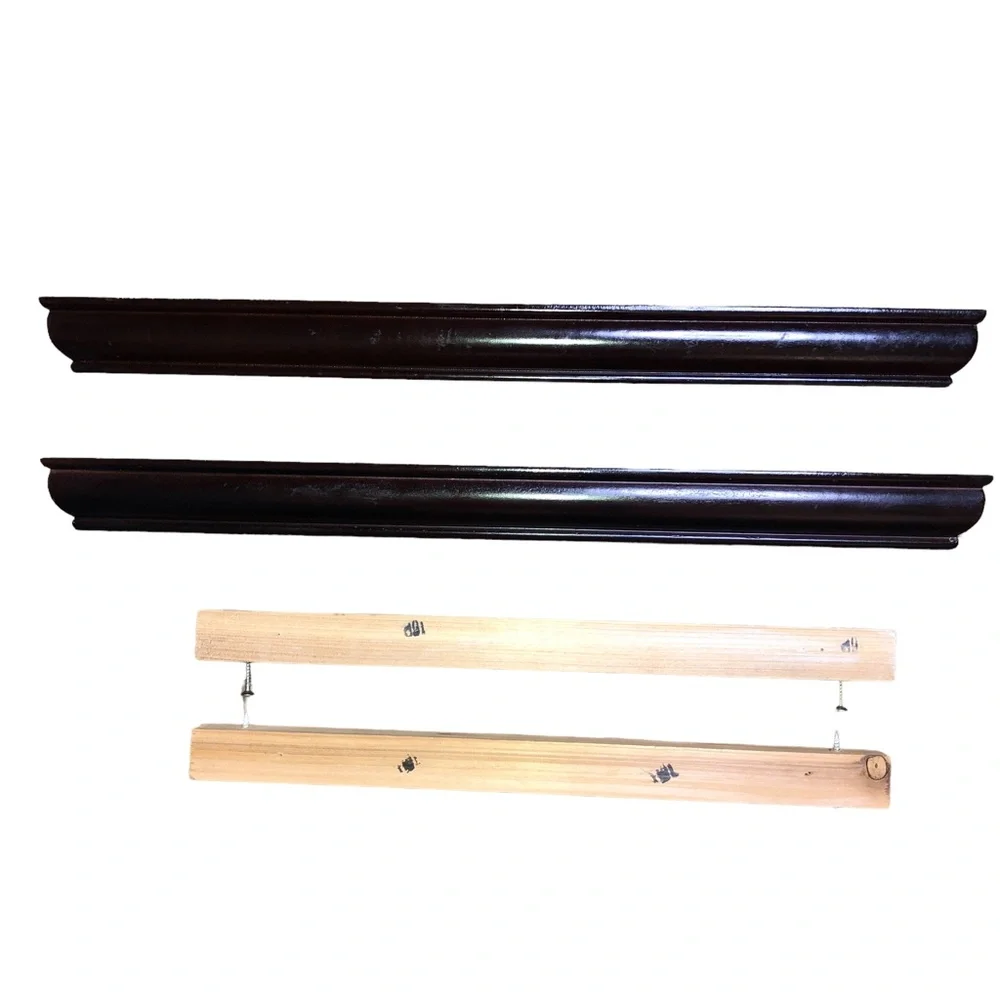 Set of 2 Wood Mahogany Floating Shelves